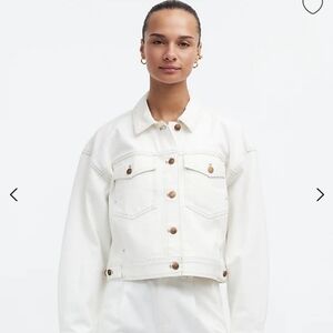 Madewell Button Front Denim Jacket in Tile White